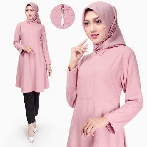 Foto Produk Atasan Muslim Wanita | Fladea Tunik | Blouse Katun Original - Dusty dari Tazkia Hijab Store