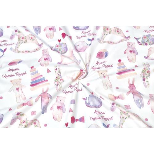 Foto Produk Selimut bayi custom nama motif pink toys dari yuumau