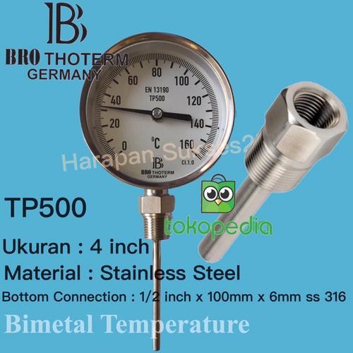 Jual Bimetal Thermometer Gauge With Thermowell Jakarta Utara Harapan Sukses25 Tokopedia