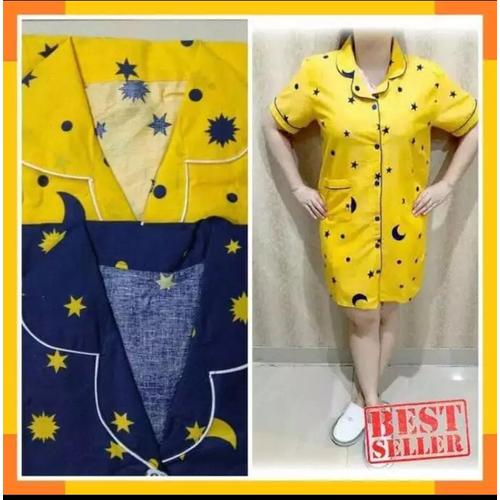 Foto Produk PIYAMA DEWASA ( DASTER) / motif STAR MOON / katun jepang fit to xl dari phon cell