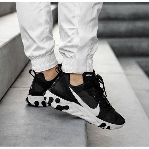nike black & white react element 55 trainers