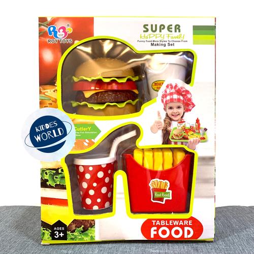 Foto Produk Mainan Edukasi Tableware Food Set Burger Kentang Minum Stacking Burger dari Kiddies World