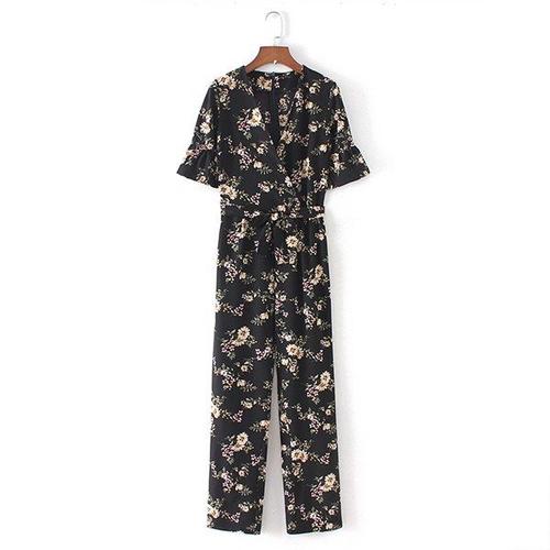 Jual 21593 Black Small Flower Jumpsuit 
