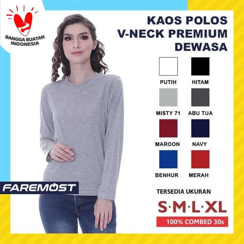 Foto Produk Faremost Kaos Polos Wanita Lengan Panjang V-Neck Combed 30s dari faremost clothing