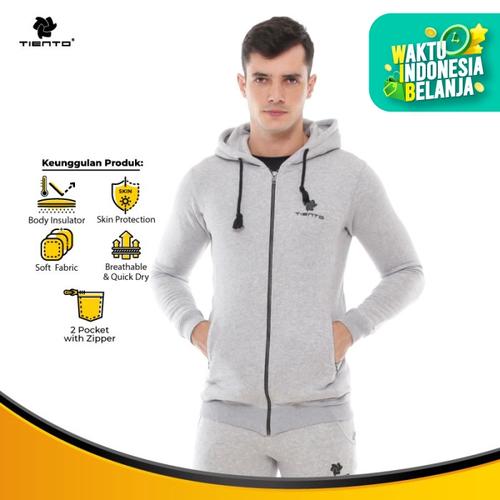 Foto Produk Tiento Jacket Fleece with Zipper Pocket Sporty Misty Jaket Olahraga - L dari TIENTO
