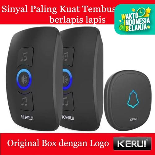 Foto Produk KERUI Wireless Doorbell Waterproof Door Bel Pintu rumah 2 Receiver - Hitam dari Asyam Weiseman