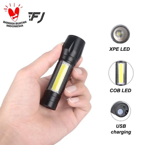 Foto Produk Senter XPE USB cob mini usb recharger zoom led Q5 dari cyber