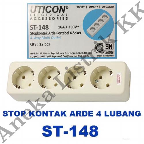 Foto Produk UTICON STOPKONTAK ARDE 4 LB STOP KONTAK LOBANG 4 isi 4 ST-148 dari Aneka Listrik KK