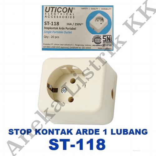 Foto Produk UTICON STOPKONTAK ARDE 1 LB STOP KONTAK LOBANG 1 isi 1 ST-118 dari Aneka Listrik KK