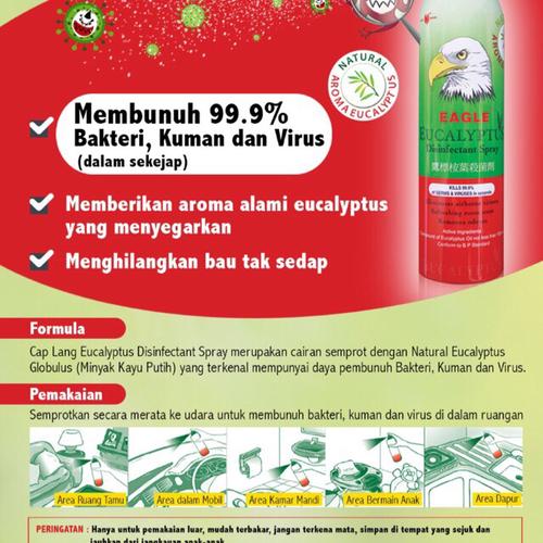 Foto Produk READY CAP LANG EAGLE EUCALYPTUS SPRAY 280 ML anti virus,kuman,bakteri dari Lin's Closet