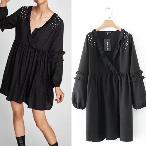 Jual Dress Casual Hitam Start / V Neck 
