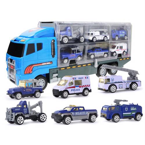 Foto Produk MAINAN KONTAINER ISI MOBIL POLISI BAHAN METAL/ DIECAST dari STAR TOY's