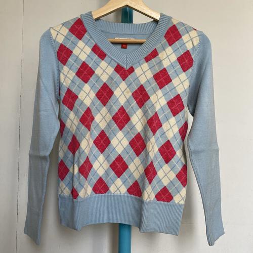 Foto Produk Preloved Sweater Wanita Motif Argyle Merk XSML Warna Biru dari Rumah Soe