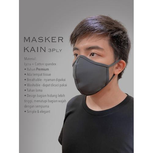 Foto Produk Masker kain 3 ply lycra+cotton dgn tpt tissue reusable cantel telinga dari Sporty Spot