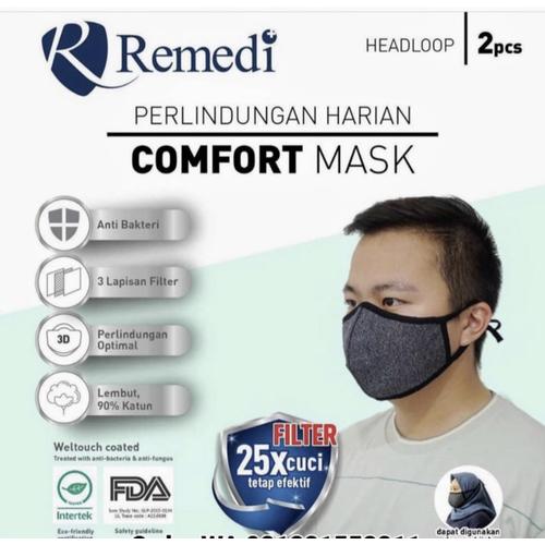 Foto Produk Masker kain remedi 3 ply isi 2 pcs dari Kitaro MotorShop