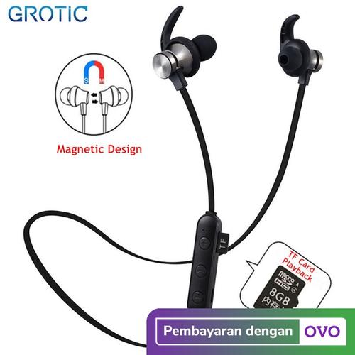 Foto Produk Headset Sport Wireless Bluetooth Magnet Stereo dengan Slot Kartu TF - Hitam dari APRoo