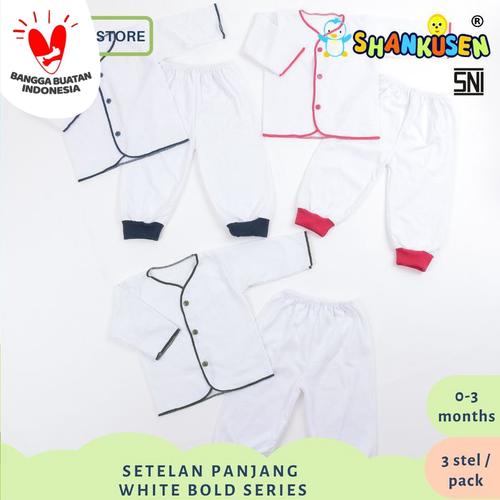 Foto Produk Setelan Baju Bayi Panjang Shankusen White Bold Series (3 stel newborn) dari Shankusen Baby Official