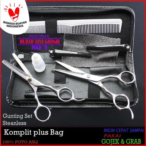 Foto Produk Set Gunting Rambut Salon Plus Dompet Bag Komplit Gunting Gunting sasak dari murah jaya grosir