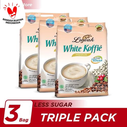 Foto Produk Kopi Luwak White Koffie Less Sugar Bag 20x20gr Triple Pack dari Kopi Luwak Official