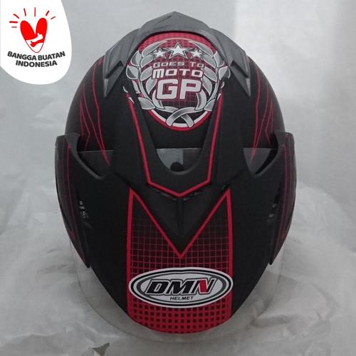 Foto Produk Helm DMN 2 kaca double visor moto gp black doff red dari Cam Helmet