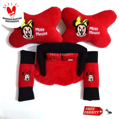 Foto Produk Car Set Bantal Mobil Mickey Mouse 3 in 1 / Aksesoris Mobil MickeyMouse dari Price Priority