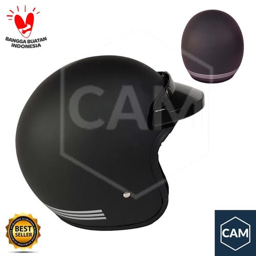 Foto Produk Helm Bogo Cam Polos List Black Doff pet dari Cam Helmet