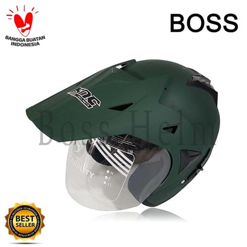 Foto Produk Helm Motor SNI 2 kaca KNC trail cross hijau army doff bukan nhk kyt dari Boss helm