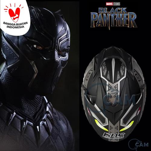Foto Produk Helm KNC DMN Black Panther Wakanda black doff Silver JP-7 dari Cam Helmet