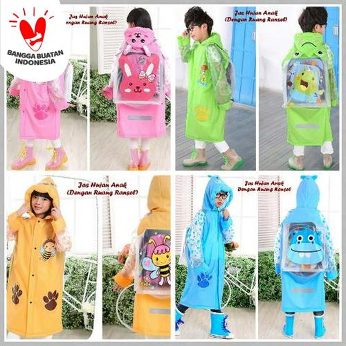 Foto Produk JAS HUJAN ANAK BAJU TERUSAN PANJANG Dengan Kantung Ransel (BAJU SAJA) dari TOKO-LENNY