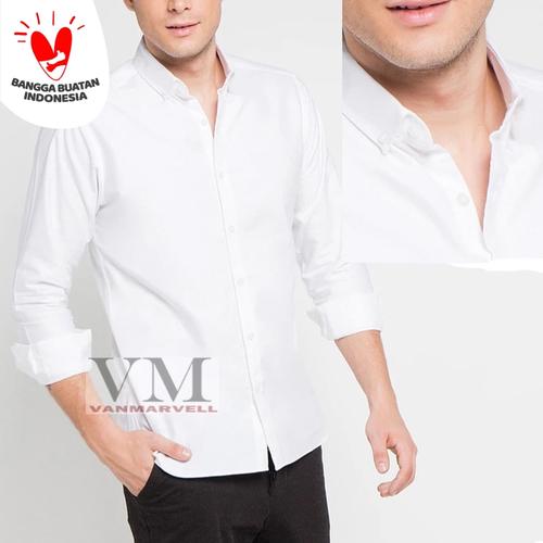 Foto Produk KEMEJA PRIA POLOS PANJANG SLIMFIT PUTIH LONG SLEEVE SHIRT - Putih, XL dari VM VanMarvell