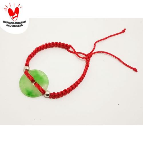 Foto Produk VeE Gelang Tali Batu Giok Hijau Model Donat - Gelang Terapi Kesehatan dari Vee Jewelry