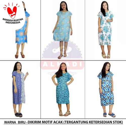 Foto Produk Daster Midi - Motif Acak / Campur - (BPT002) Alhadi - Biru dari Alhadi