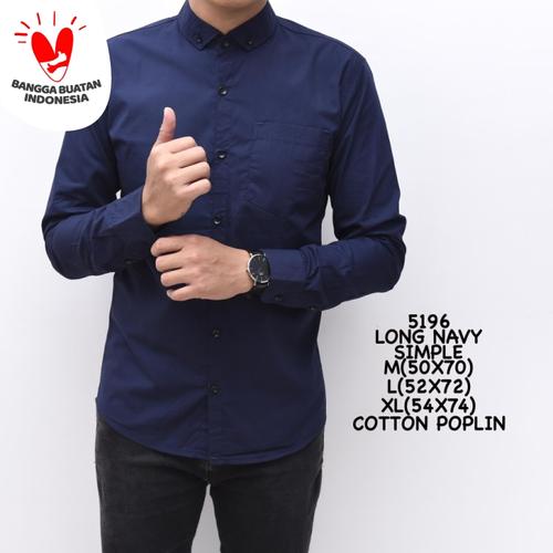 Foto Produk Kemeja Polos Pria Navy Biru Dongker Panjang Slimfit Kerja Cowok dari ALJOSA