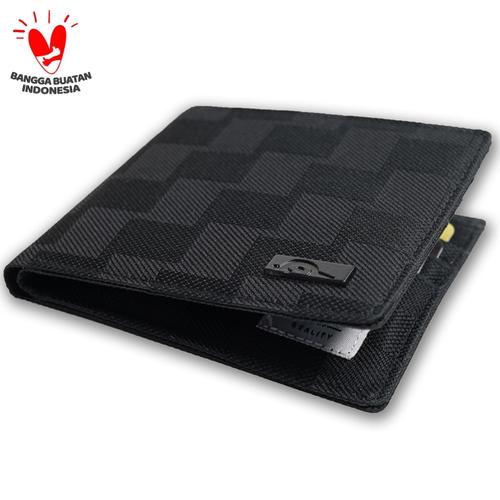 Foto Produk JFR Fashion Dompet Pria Bahan Kulit Canvas JP19 Hitam - Hitam dari Jennifer Wallet