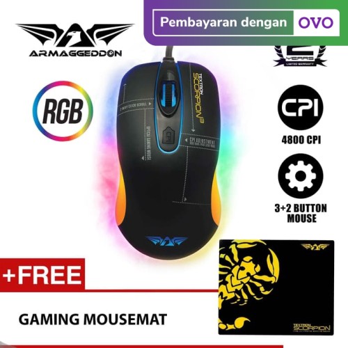 Foto Produk Armaggeddon Mouse Gaming Scorpion 3 4800 CPI - Garansi 2 Tahun - No Name dari Armaggeddon Official