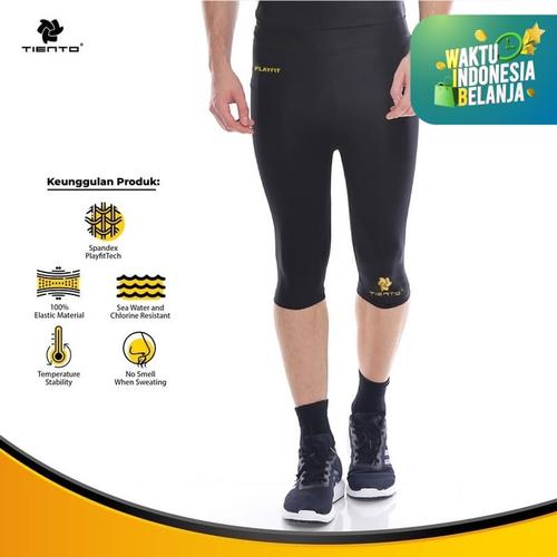 Foto Produk Baselayer Manset Tiento Half Pants Black Gold Original - Hitam, M dari TIENTO