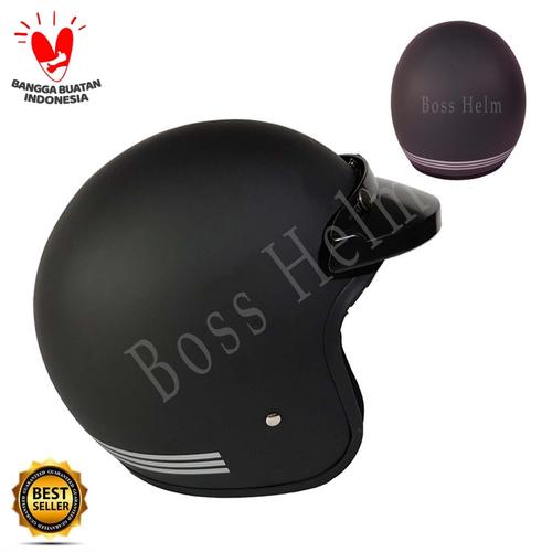Foto Produk Helm Bogo list Black doff + pet (tanpa kaca) dari Boss helm