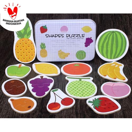 Foto Produk Puzzle Kayu / My First Puzzle Kaleng Putih - Shapes Puzzle - BUAH dari Jaya Multi Kreasi