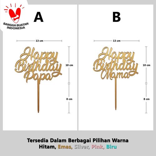 Foto Produk Cake Topper / Topper Kue - Happy Birthday Papa / Mama dari Nail_Your_Art