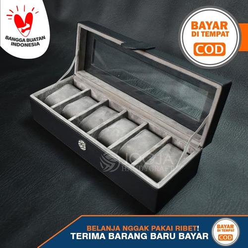 Foto Produk Kotak Jam Tangan Isi 6 / Box Tempat Jam / Watch Organizer - Hitam Abu dari Jogja Crafts