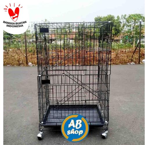 Foto Produk KHUSUS GOJEK/GRAB Kandang kucing tingkat 3 Ukuran 60x42x90 - Biru dari AMMAR BIRD SHOP
