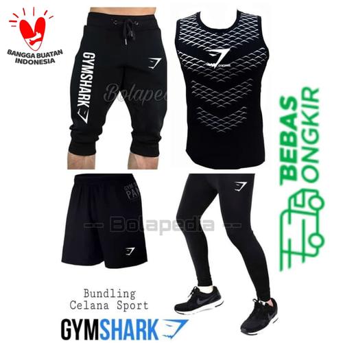 Foto Produk 4in1- BUNDLING GYMSHARK Stelan Baju olahraga kaos running gym training dari Bolapedia
