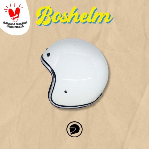 Foto Produk Helm Retro List Chrome Putih Helm Basic List Chrome Helm Half dari BOSHELM