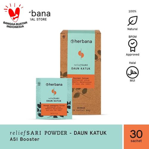 Foto Produk Herbana Relief Sari Powder Daun Katuk - Isi 30 Sachet @4g dari HERBANA