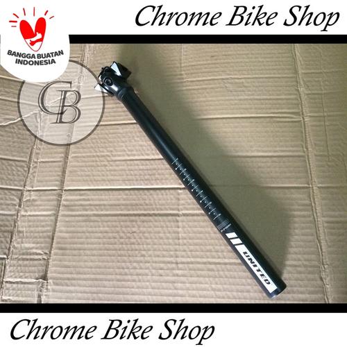 Foto Produk Seatpost Tiang Sadel Sepeda 27.2 Alloy Hitam 40cm United Speed dari Chrome Bike Shop