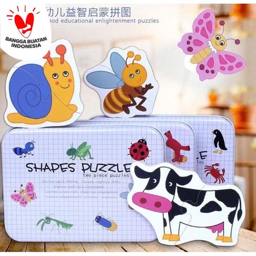 Foto Produk Puzzle Kayu / My First Puzzle Kaleng Putih - Shapes Puzzle - SAYUR dari TweedyToys