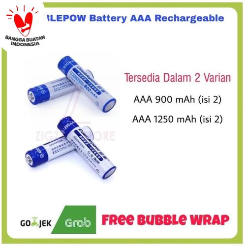Foto Produk Baterai Cas AAA Doublepow 1250 mAh isi 2 - 1250 mAh dari ZigZag-Store