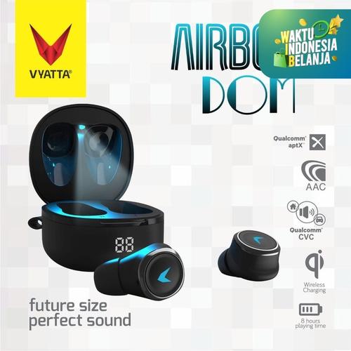 Foto Produk Airboom Dom TWS Bluetooth Earphone QCC Aptx - Auto Pairing, Wireless - Hitam dari VYATTA INDONESIA