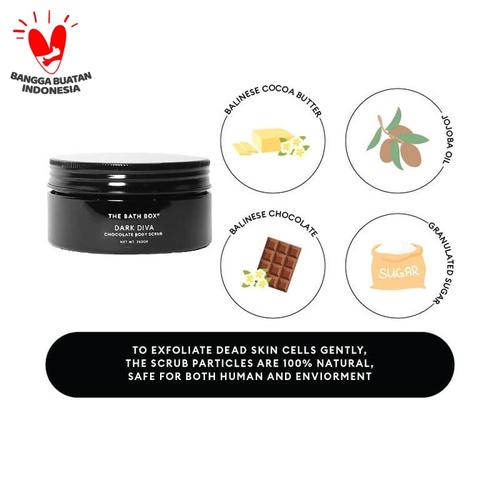 Foto Produk THE BATH BOX Dark Diva-Chocolate Body Scrub 250ml(chiken skin) dari The Bath Box Official