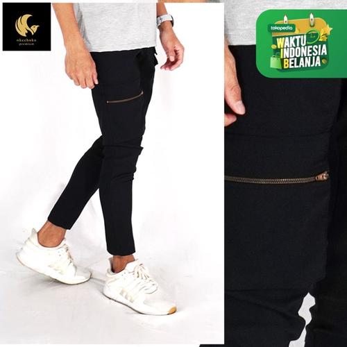 Foto Produk Okechuku JOSE Celana Chino Pria Celana Panjang Pria SKINNY Cargo Pria - Hitam, S fit to M dari Okechuku